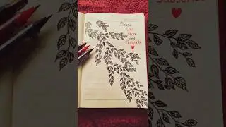 Elegant leaf and floral pen drawing in journal☘️🍂#artinspiration #journalideas