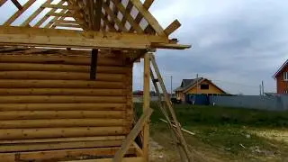 Баня 5 на 6 из бревна с террасой # Баня с террасой под ключ!