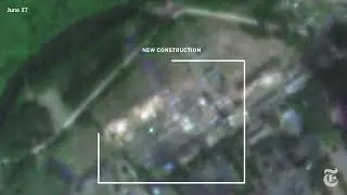 Satellite image from June 24 and 27 shows the construction at the military base near Asipovichy