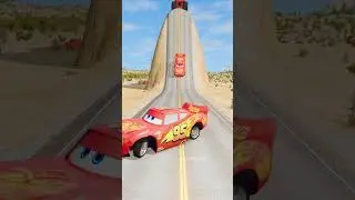 Big, Smal & Monster Truck Mcqueen Going Down to Spinning Axe Trap Crush – BeamNG.drive