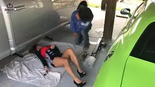 ***VIEWER DISCRETION ADVISED!*** Woman installing running boards on Ram 1500