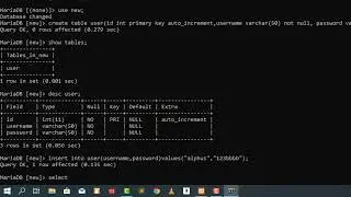 MySql advanced commands in black window