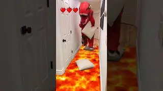 Dinosaur has 3 lives to cross lava! 