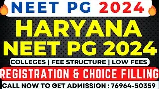 NEET PG 2024 LATEST NEWS | HARYANA NEET PG 2024 MD MS | Counselling Schedule Released 🔥Choice| Fees