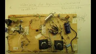 Beginners 1 transistor audio or HF amplifier. The grounded emitter schematic, 2 times showed