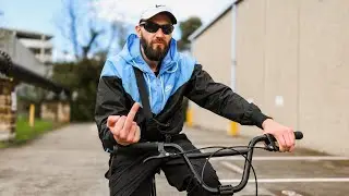 The kid who acts tough riding a bike