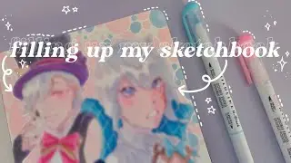filling my sketchbook // draw with me [drawing genshin characters] 🪄✨