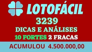 LOTOFÁCIL 3239 DICAS E ANÁLISES 10 FORTES 2 FRACAS ACUMULOU 4.5 MILHÕES