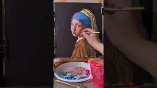 Гуашью напишу эскиз портрета «Девушка с жемчужной серёжкой» кисти Яна Вермеера.