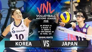 Korea vs Japan | Highlights | Women's VNL 2019
