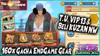 T.U VIP 13 BELI NW KUZAN & 160x GACHA ENDGAME GEAR LV 100 🔥 ONE PIECE BURNING WILL