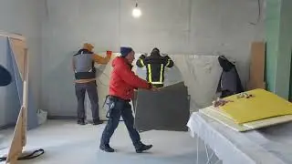 Подъём широкоформатного керамогранита в окно