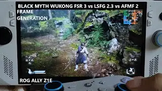 Rog Ally Black Myth Wukong FSR 3 vs AFMF 2 vs LSFG 2.3 Frame Gen Fluidity / Input Delay / Artifacts