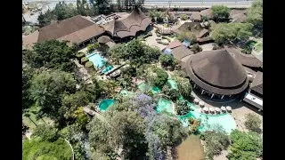 Drone aerial view showing the most beautiful and expensive hotel in Nairobi Kenya 4K