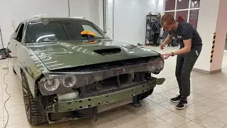 Оклейка в антигравийную пленку Додж челленджер срт хелкат