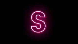 Neon alphabet S green screen , blinking text green screen