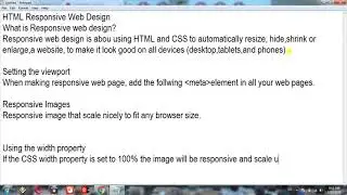 HTML Responsive Web Design,What is Responsive Web Design,Setting The Viewport,meta element,Responsiv