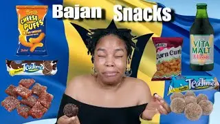 AMERICAN TRIES BAJAN SNACKS FOR THE FIRST TIME! (TASTE TEST)