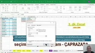 Excel 1 Dakika - seçimde seçime toplama - ÇAPRAZARA