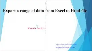 Export A Range Of Data From Excel To HTML Or Web Page File