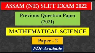 NE SLET 2021 MATHEMATICAL SCIENCE (STATISTICS)  QUESTION PAPER 2021 || FULL PAPER ||