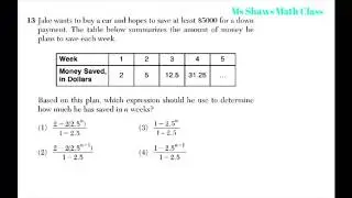 Identify a geometric sequence expression given a table of values