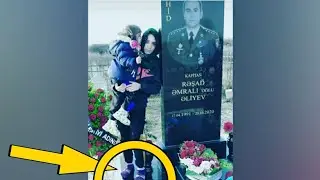 Şəhid xanımının yoldaşının məzar daşı ilə çəkdirdiyi fotoda DİQQƏT ÇƏKƏN MƏQAM