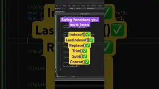 String functions in C#- Indexof, Concat, Replace, Trim, Split 