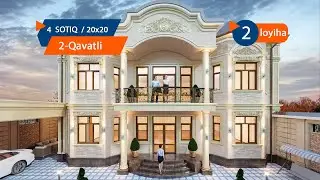 2 qavatli zamonaviy uy  loyihasi 20x20 metr| Замонавий классика | 