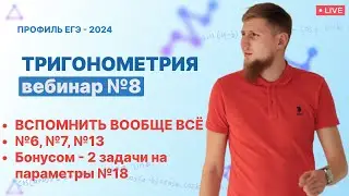 Вспомнить всю ТРИГУ аааа №6 №7 №13 №18 (параметры бонусом) | ЕГЭ по математике 2024 | СВ
