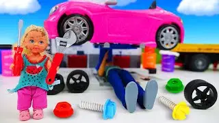 ¡Evi ayuda a Ken a arreglar coches! Vídeos de juguetes para niñas