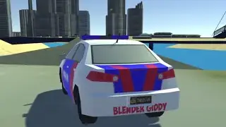 HighWay Patrol Police Car in the City Low Poly Blender Animation