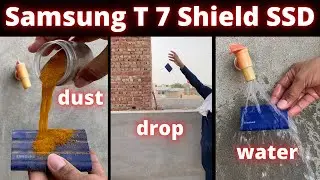 Samsung T7 Shield PSSD | T7 Shield Rugged, Dust Resistant | Samsung T7 Shield IP65 Water Drop Test