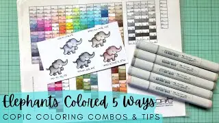 Elephants Colored 5 Ways | Copic Coloring Combos + Tips | Lawn Fawn