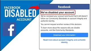 Recover Permanently Disabled Facebook Account - We've disabled your account