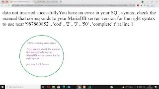 You have an error in your SQL syntax; check the manual that corresponds to your MariaDB server