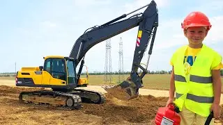 The EXCAVATOR broken down Lev repair Powerful TRACTOR and Deliver BIG Truck