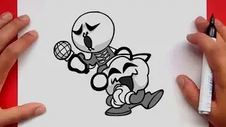 How to Draw Friday Night Funkin Skid and Pump ( Spooky Month )