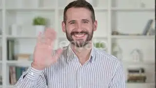Portrait of Cheerful Young Man Waving, Hello | Stock Footage - Envato elements