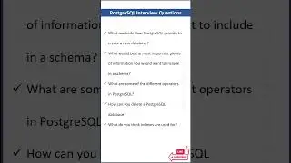 Frequently Asked PostgreSQL Interview Questions #shortsvideo #postgresql