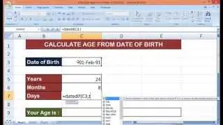 Calculate Age from Date of Birth - Excel Functions and Formulas