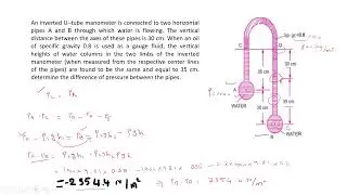 problems on inverted U tube Manometer in English