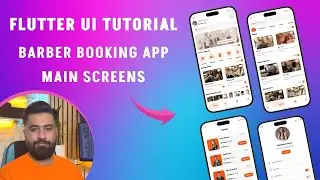 Barber booking app main screens UI | Flutter ui design tutorial
