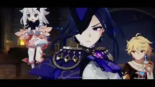 Genshin impact. Main plot cutscene, badass Wriothesley and Clorinde