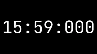 Countdown timer 15 minutes, 59 seconds [15:59:000] - White on black with milliseconds