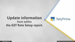 Tally Prime Release 3.0 How to Use GST Rate Setup Report for Masters