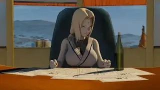 【blender】Tsunade taking a break(fart＆burp animation)