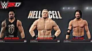 WWE 2K17 - AJ Styles vs Brock Lesnar vs Roman Reigns TRIPLE THREAT HELL IN A CELL MATCH GAMEPLAY