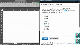 Stats 243 = 4.3.6-7 = Binomial Probability Chance Of Success Or Failure Using Excel