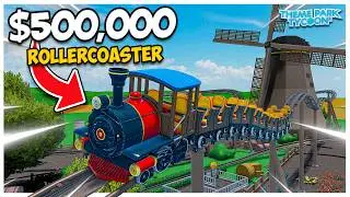Spending $500,000 To build POWERED COASTER in Theme Park Tycoon 2